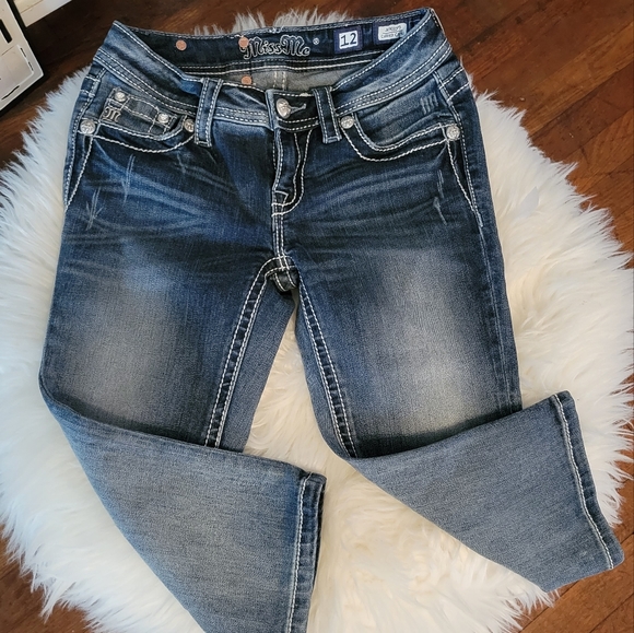 Miss Me Girls Size 12 Cuffed Capri jeans - Picture 3 of 11